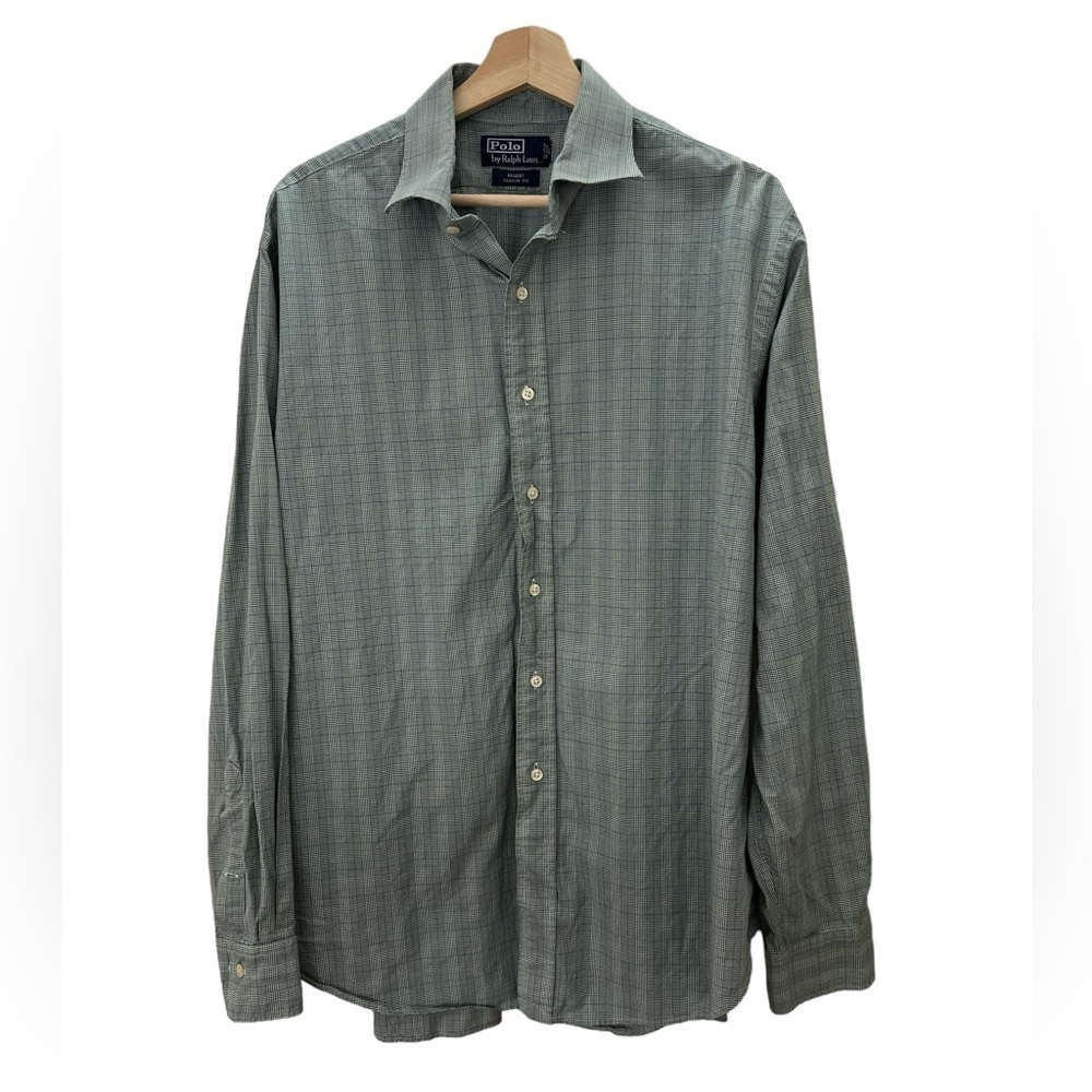 EUC Polo Ralph Lauren Classic Fit Green Plaid  Gingham Button Down Shirt